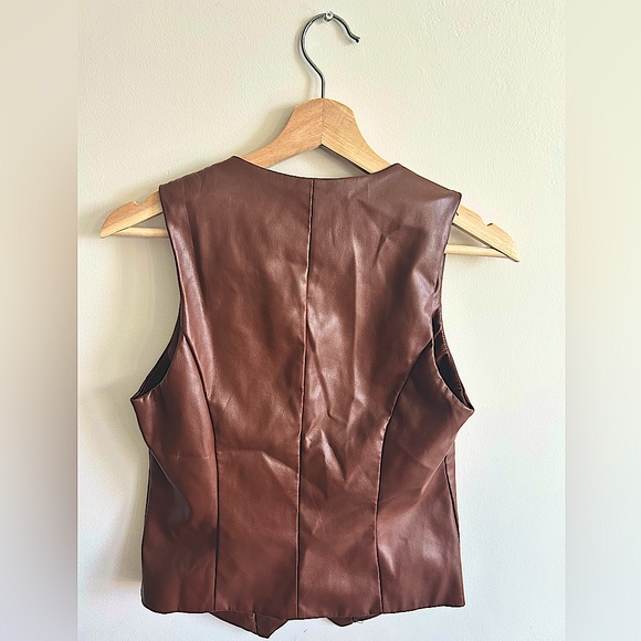 NWOT Faux Leather Brown Vest | Size Medium - Picture 3 of 5